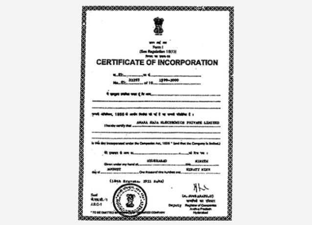 Amara Raja Electronics Ltd was incorporated