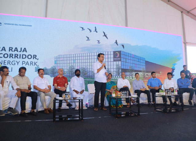 Groundbreaking ceremony held for the Amara Raja Giga Corridor, the 16GWh Li-Ion Cell and Battery Packs Giga factory in Divitipalli, near Mahabubnagar.
